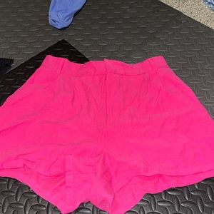hot pink linen shorts